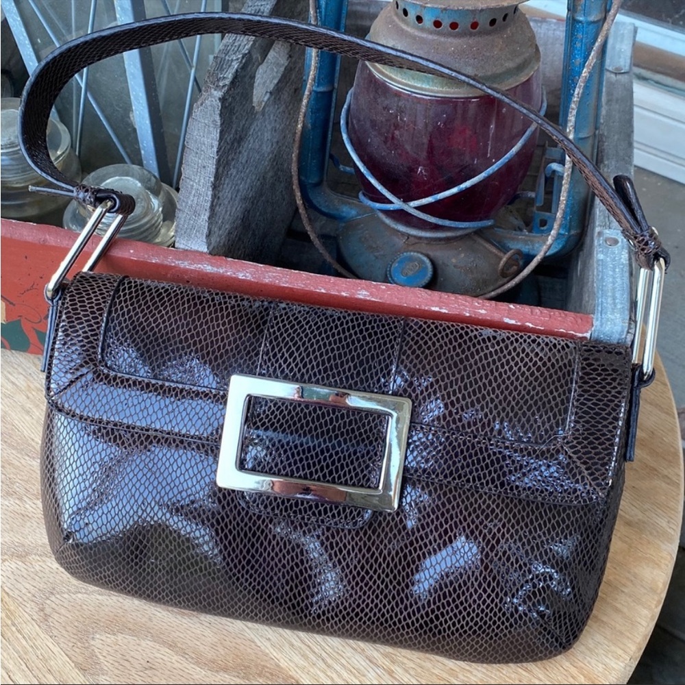 Alfani Reptile Textured‎ Leather Handbag